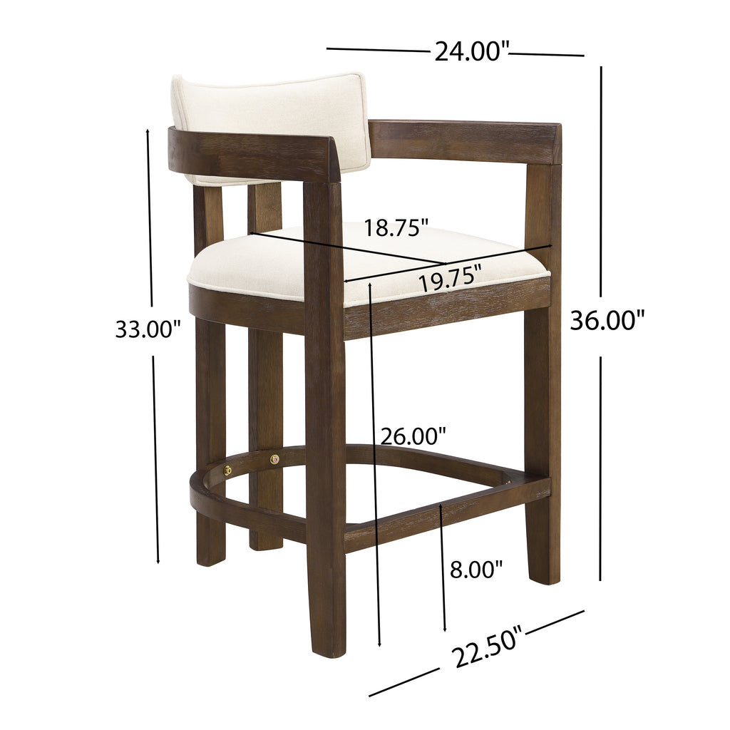 Set of 2 Upholstered Counter Stools — [variant:N872P375625T] Beige,Walnut image 3
