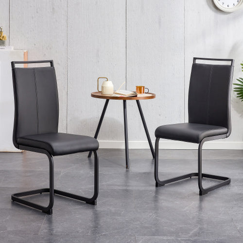 [variant:W3806P404689] Set of 2 Black PU Leather Dining Chairs image 3