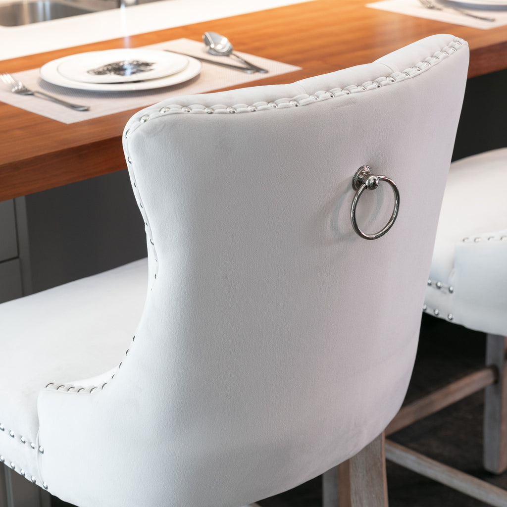 [variant:W5755P474584] Set of 2 Beige Velvet Bar Stools image 11