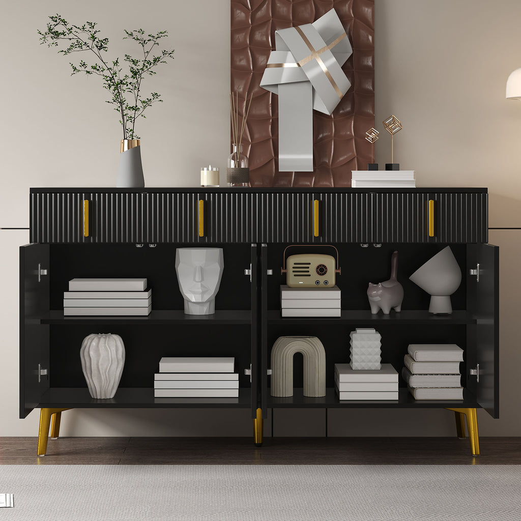 [variant:GA0021S] 4-Door Sideboard with 4 Drawers – Black and Gold image 13