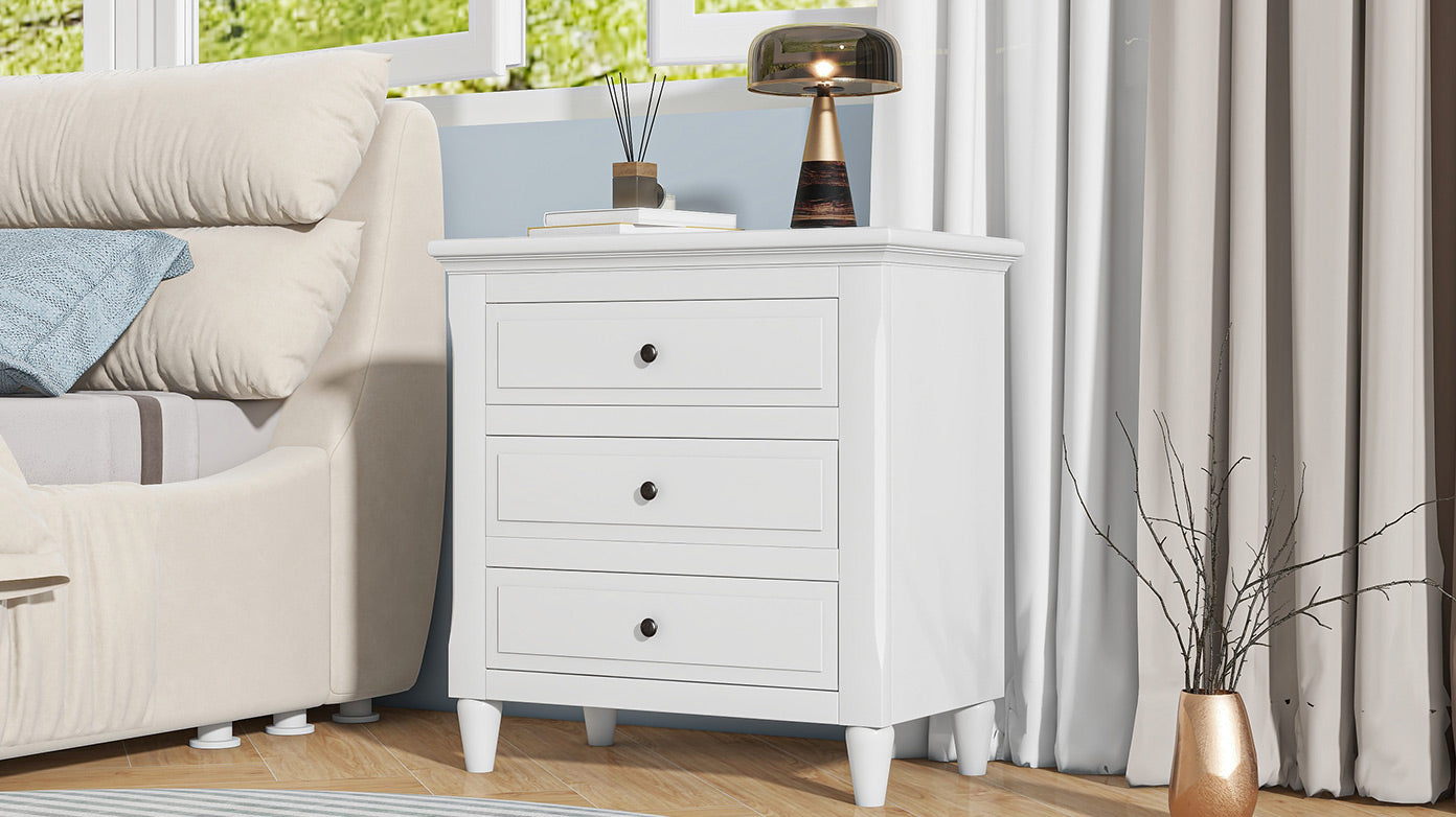 3-Drawer Painted Nightstand – 28-Inch — [variant:N889P444140K] White image 15