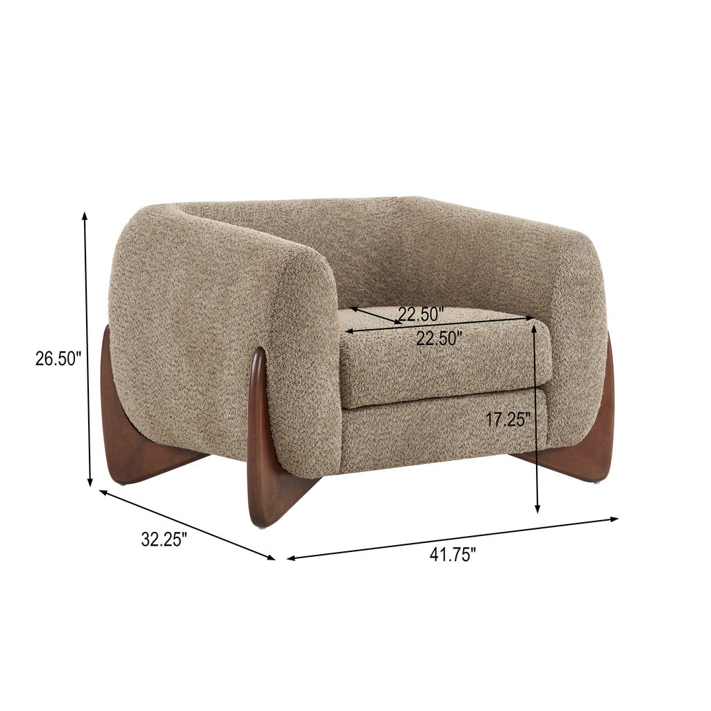 [variant:N898P444017D] Bouclé Wood-Frame Armchair image 11