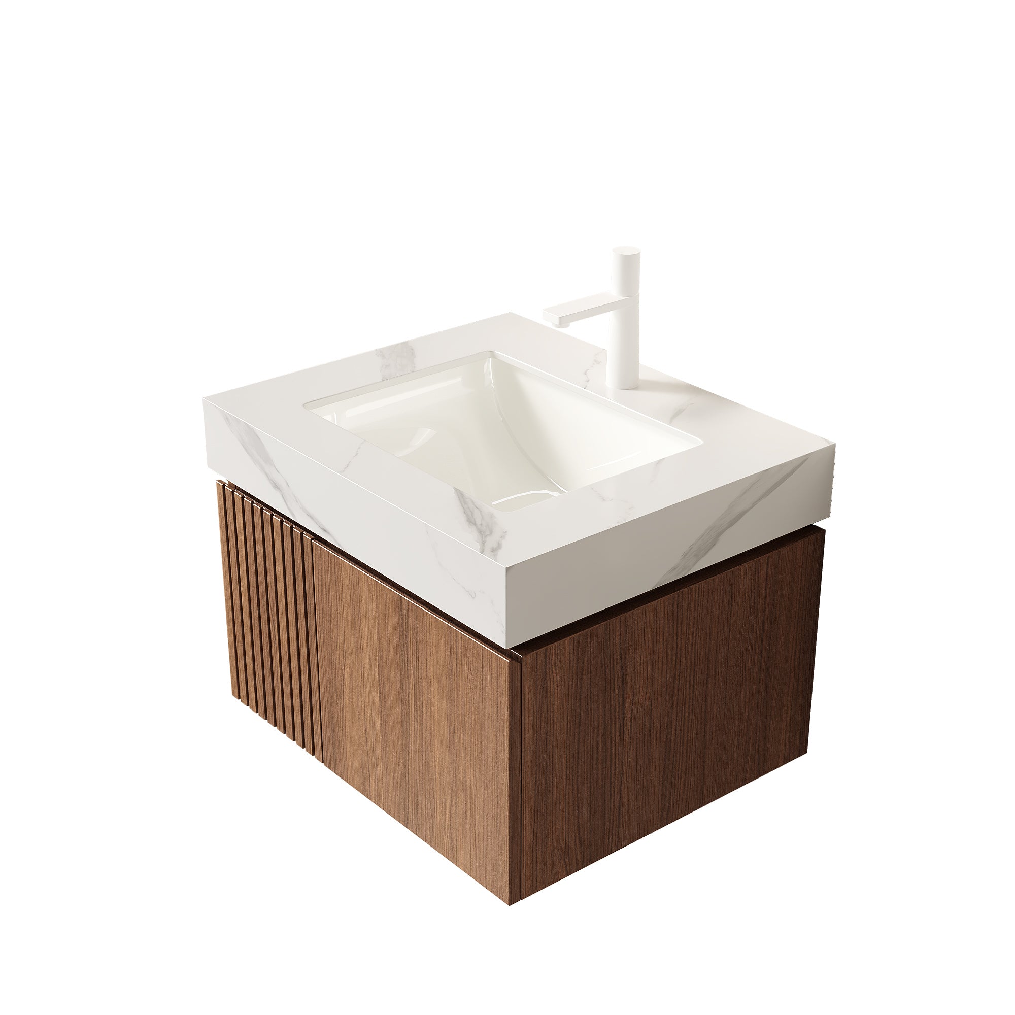 Floating Bathroom Vanity with Ceramic Sink – 24 or 30 Inch — [variant:W6063S00022] 24 in – White Top image 3