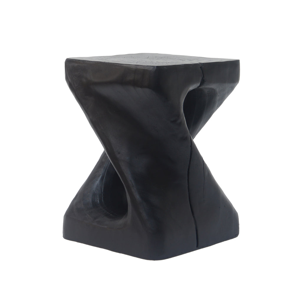 Twisted Wood-Look Indoor/Outdoor Side Table — [variant:N911P479287B] Black image 7