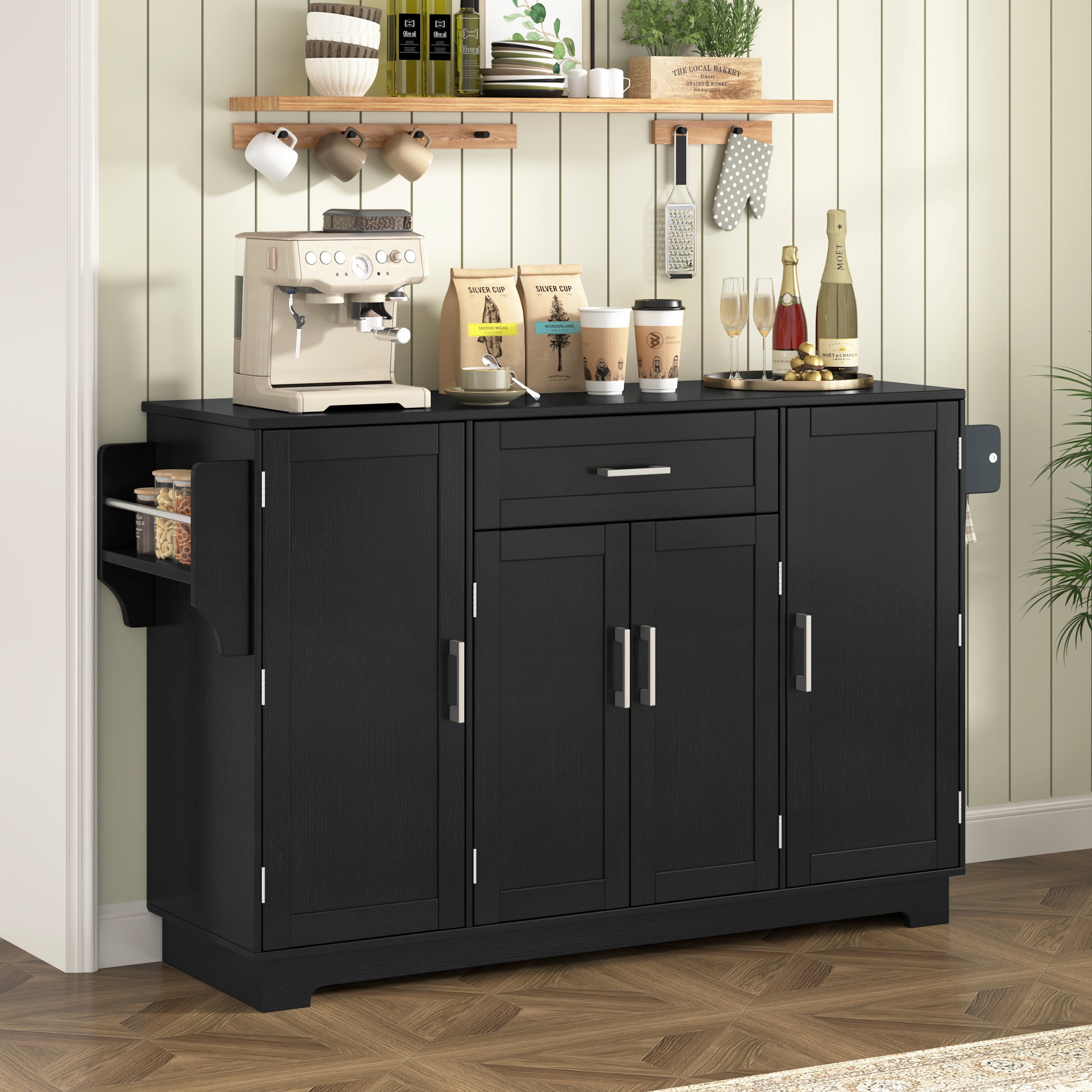 [variant:N889P443144B] Modern 4-Door Sideboard with Drawer image 1