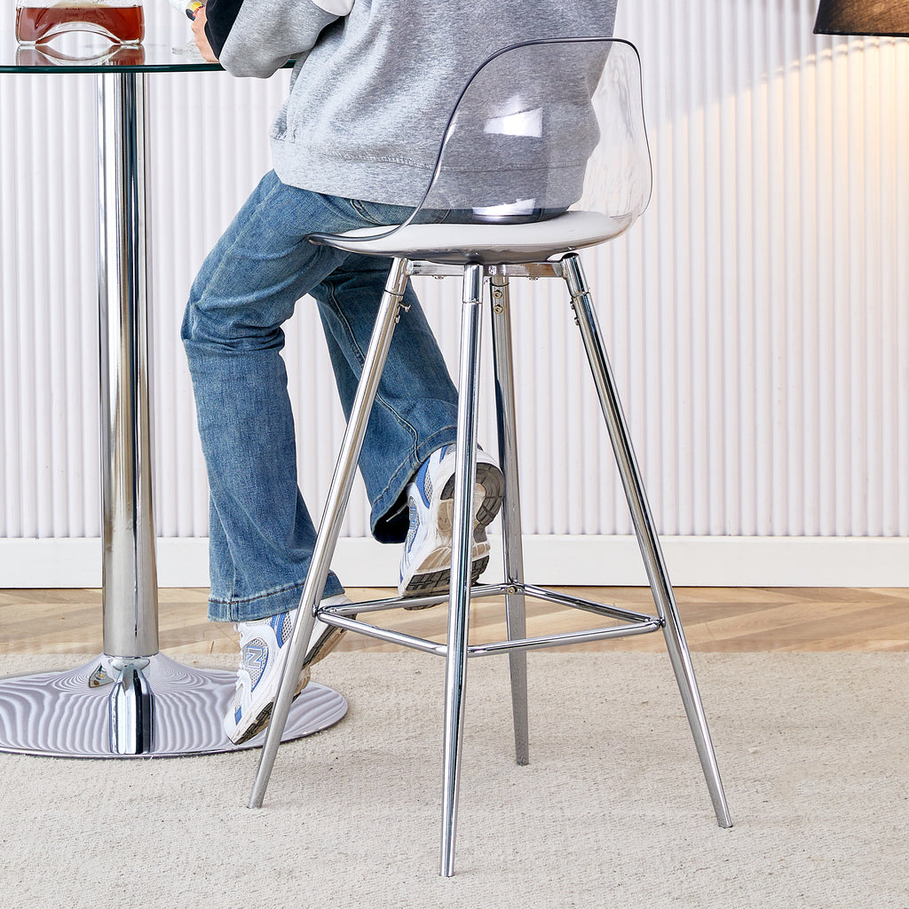 [variant:W3806P404769] Modern Upholstered Bar Chairs – White & Silver image 4