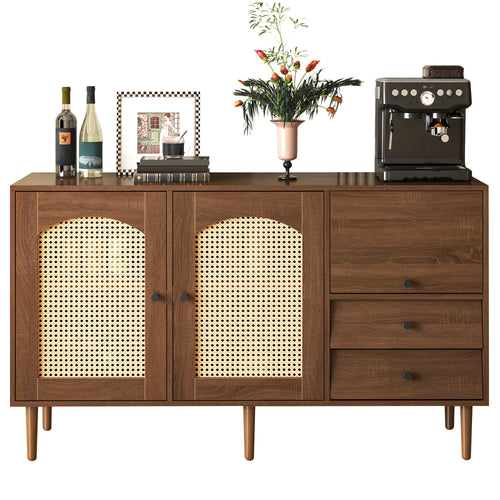 [variant:GA0013N] Country-Style Rattan-Door Sideboard image 1