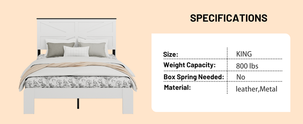 [variant:W5658P486971] Queen Platform Bed with Headboard & Footboard – White image 5