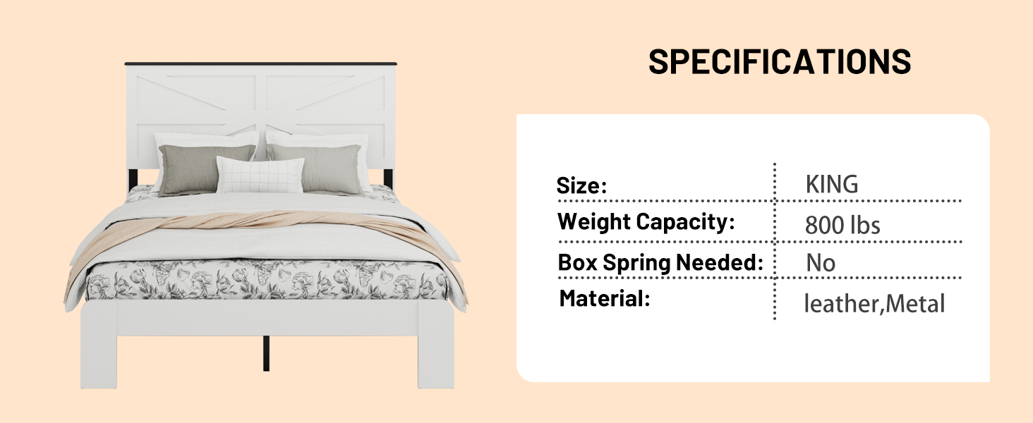 [variant:W5658P486971] Queen Platform Bed with Headboard & Footboard – White image 5