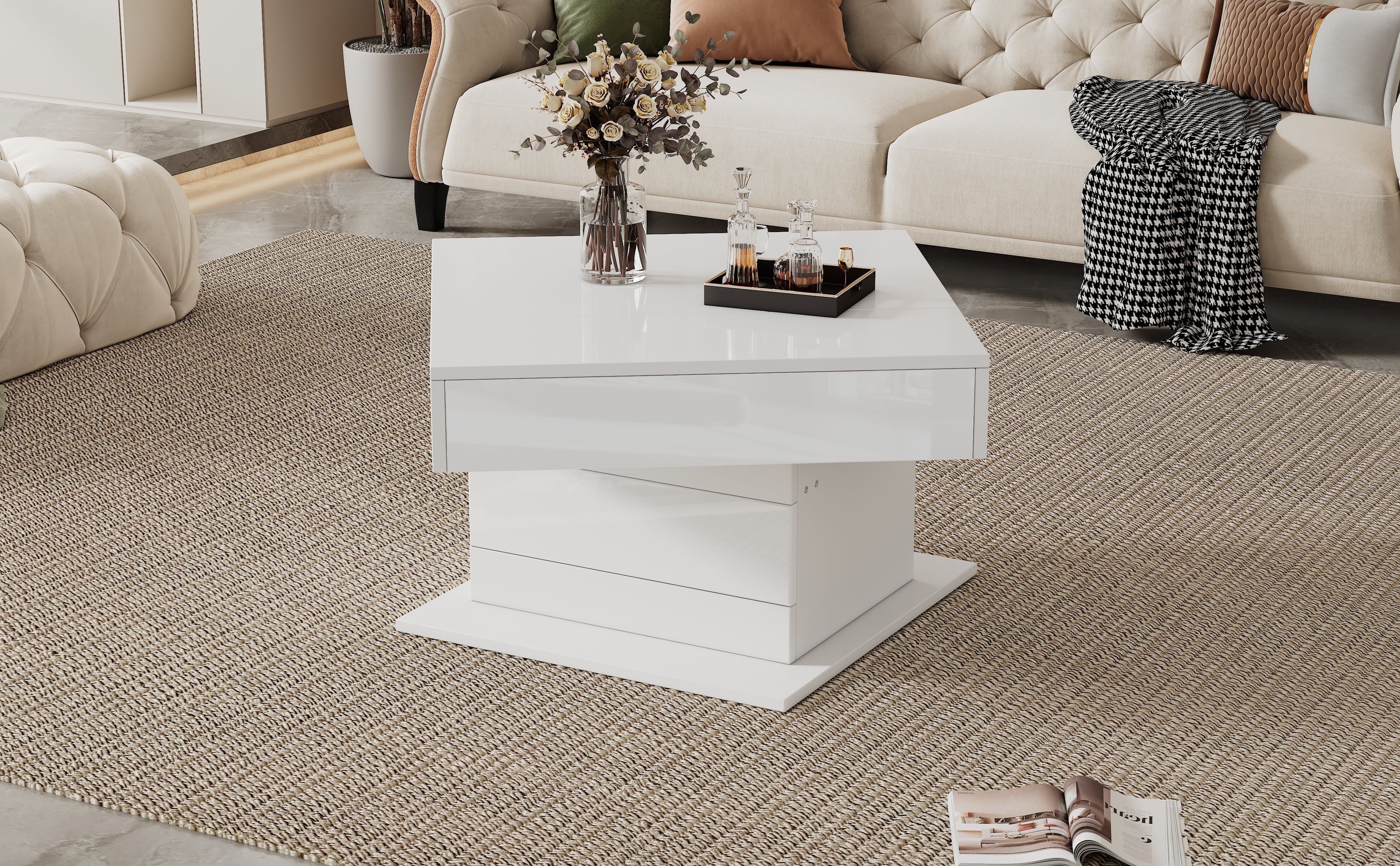 [variant:N892P423296W] 360° Rotating Lift-Top Coffee Table with Drawer image 4