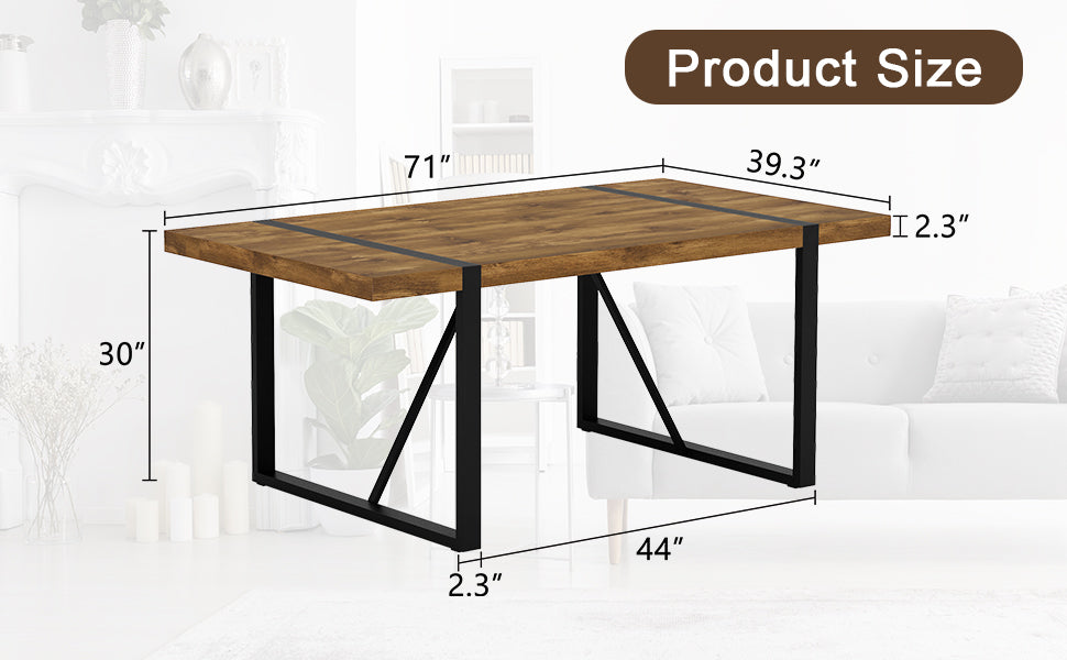 [variant:W3806P432339] Wood-Grain Dining Table with Metal Legs – 71-Inch image 7