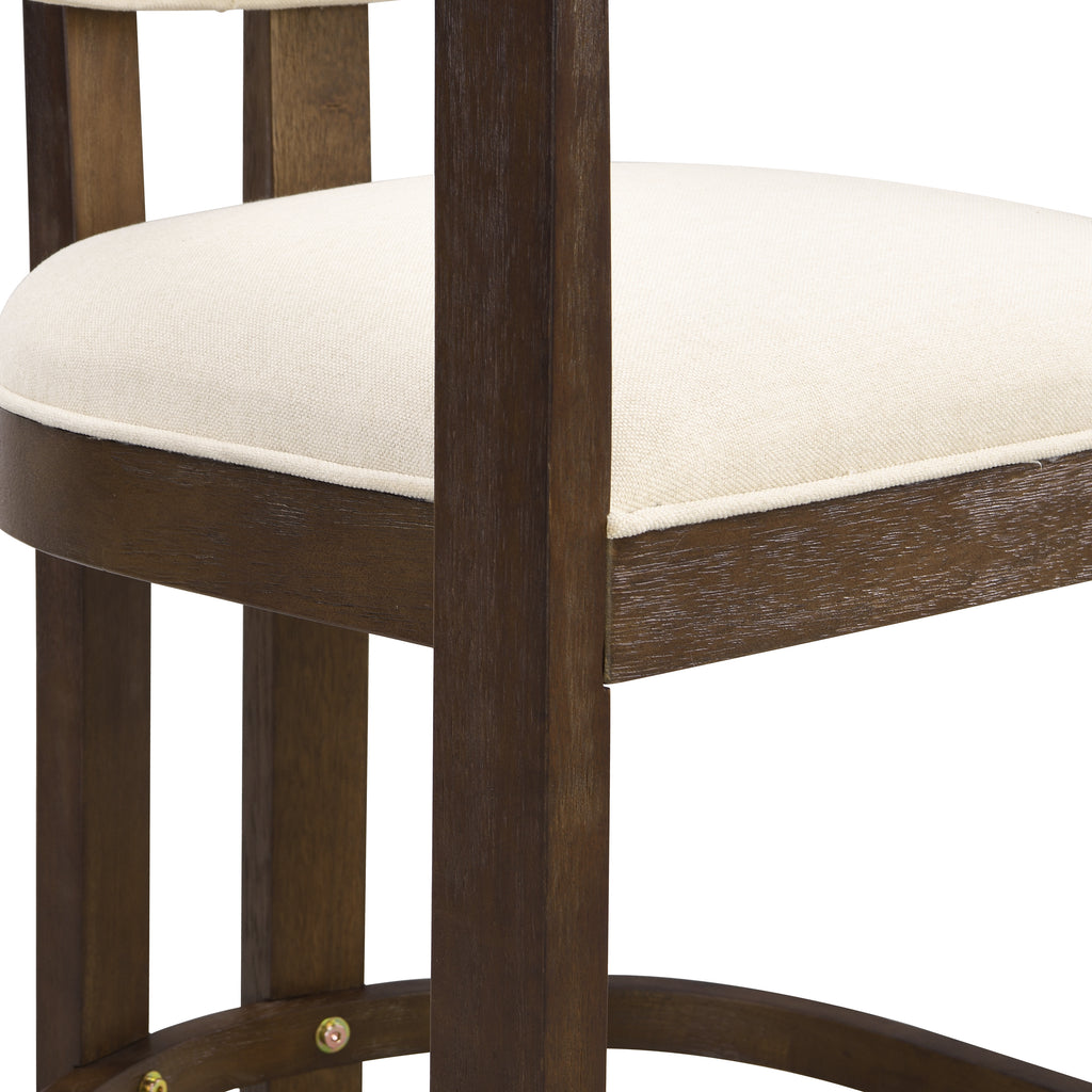 Set of 2 Upholstered Counter Stools — [variant:N872P375625T] Beige,Walnut image 4