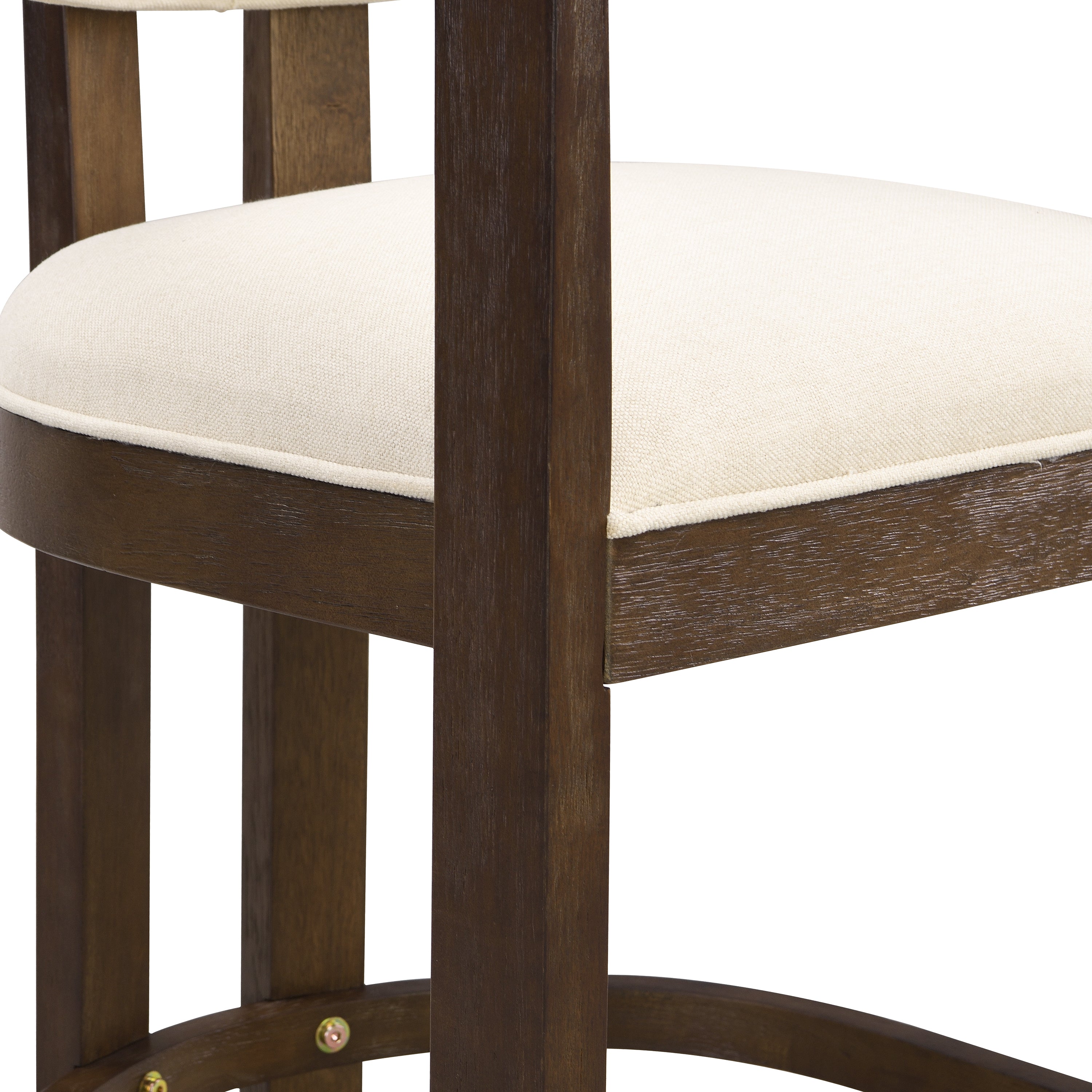 Set of 2 Upholstered Counter Stools — [variant:N872P375625T] Beige,Walnut image 4