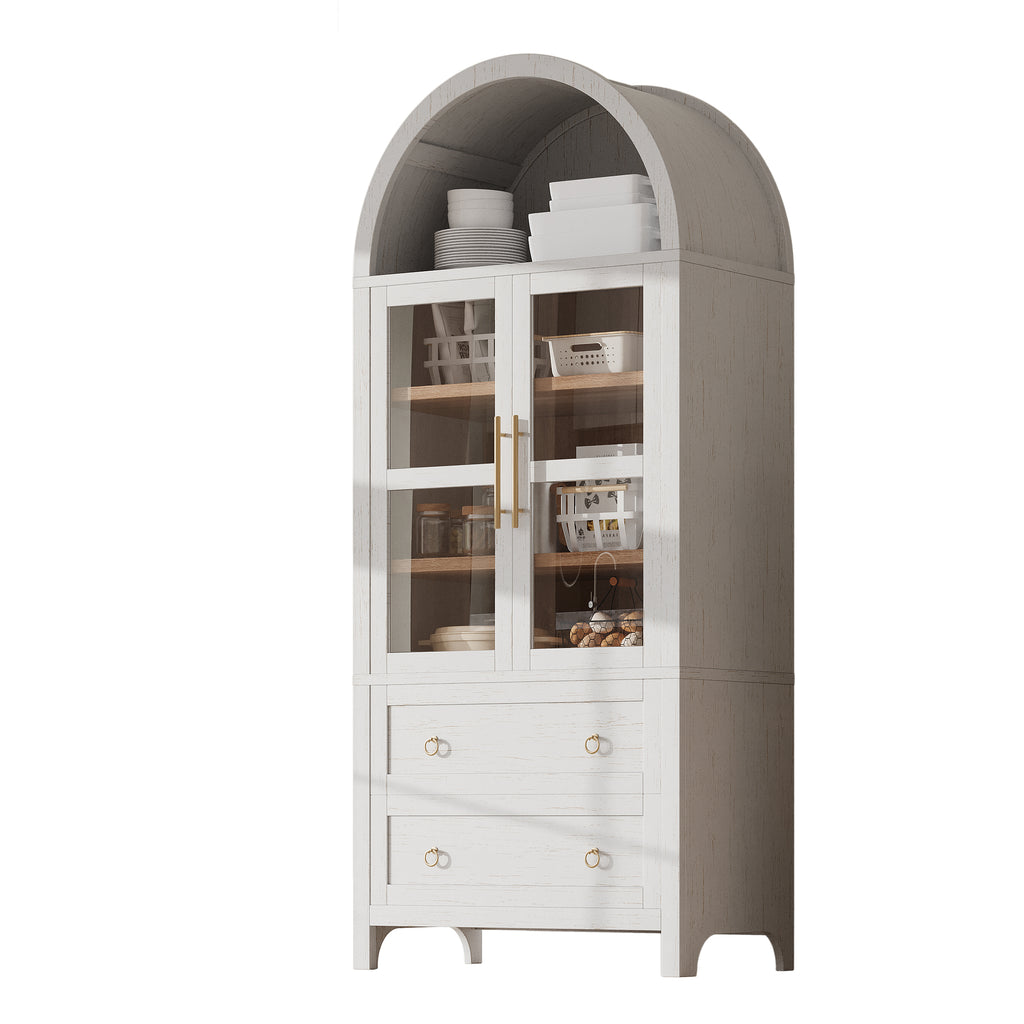 [variant:N853P387781W] Arched Glass-Door Pantry Cabinet – 71-Inch image 30
