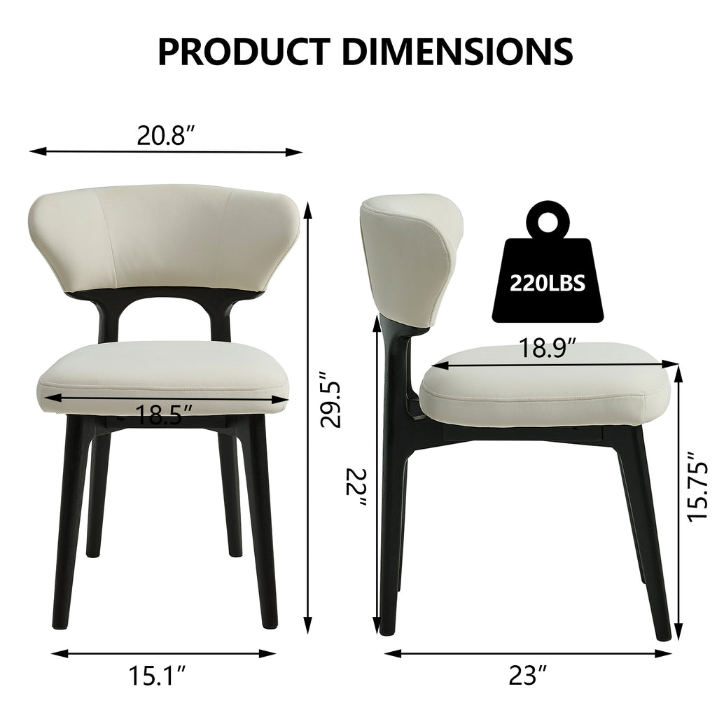 [variant:N876P312810A] Set of 2 Black Upholstered Solid Wood Dining Chairs image 3