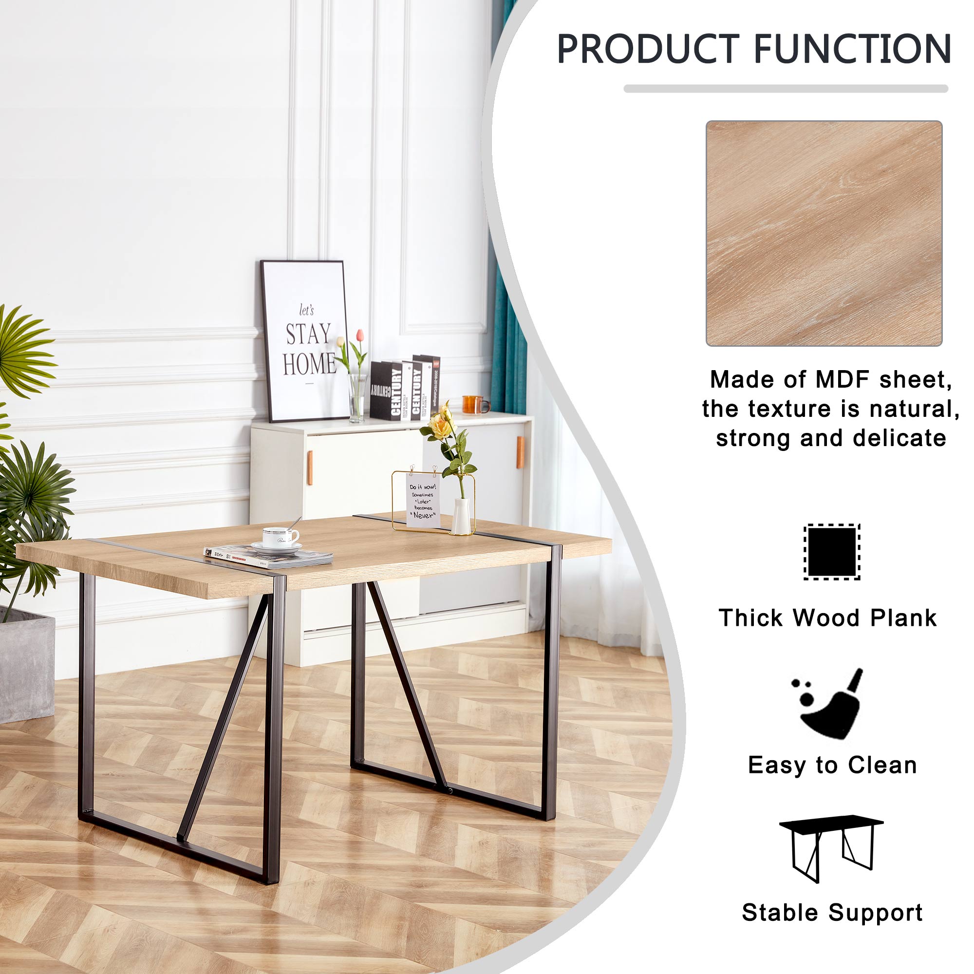 [variant:W3806P405273] Wood-Grain Dining Table – 55-Inch image 7