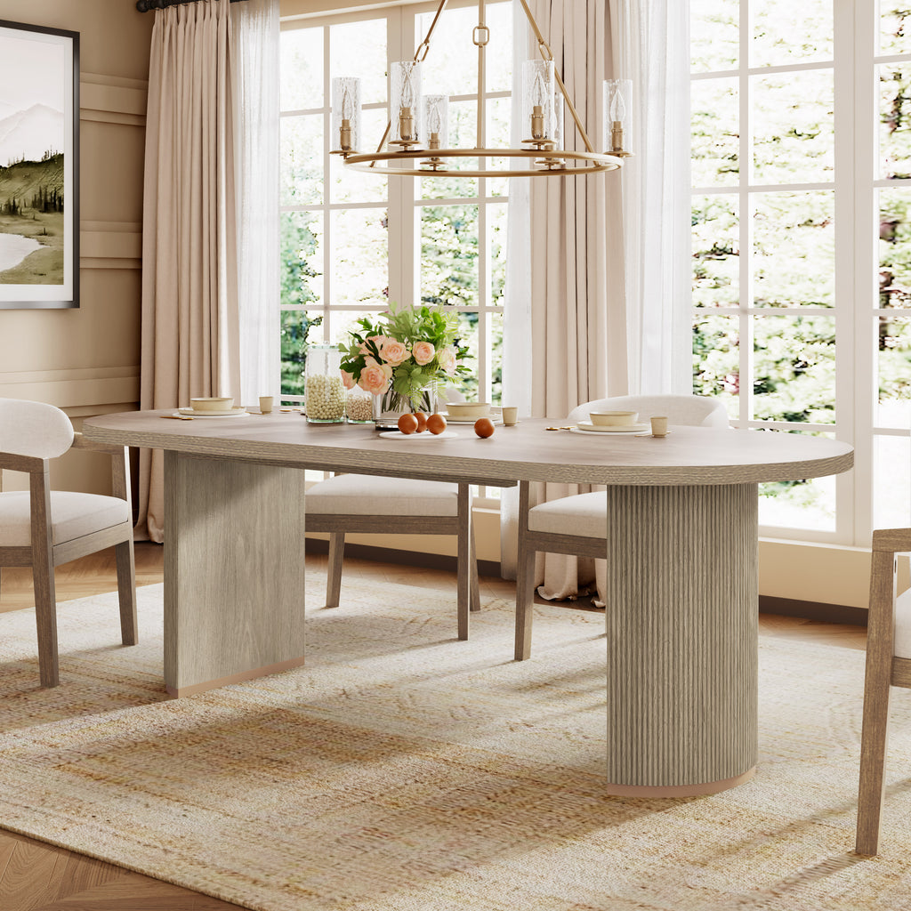 [variant:N872P357176A_N872P357177A] Oval Double-Pedestal Dining Table – Light Natural image 1