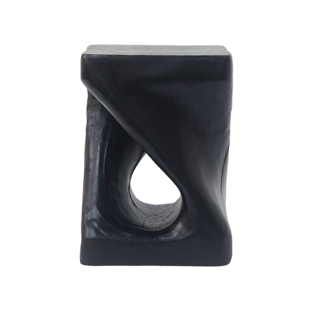 Twisted Wood-Look Indoor/Outdoor Side Table — [variant:N911P479287B] Black image 10