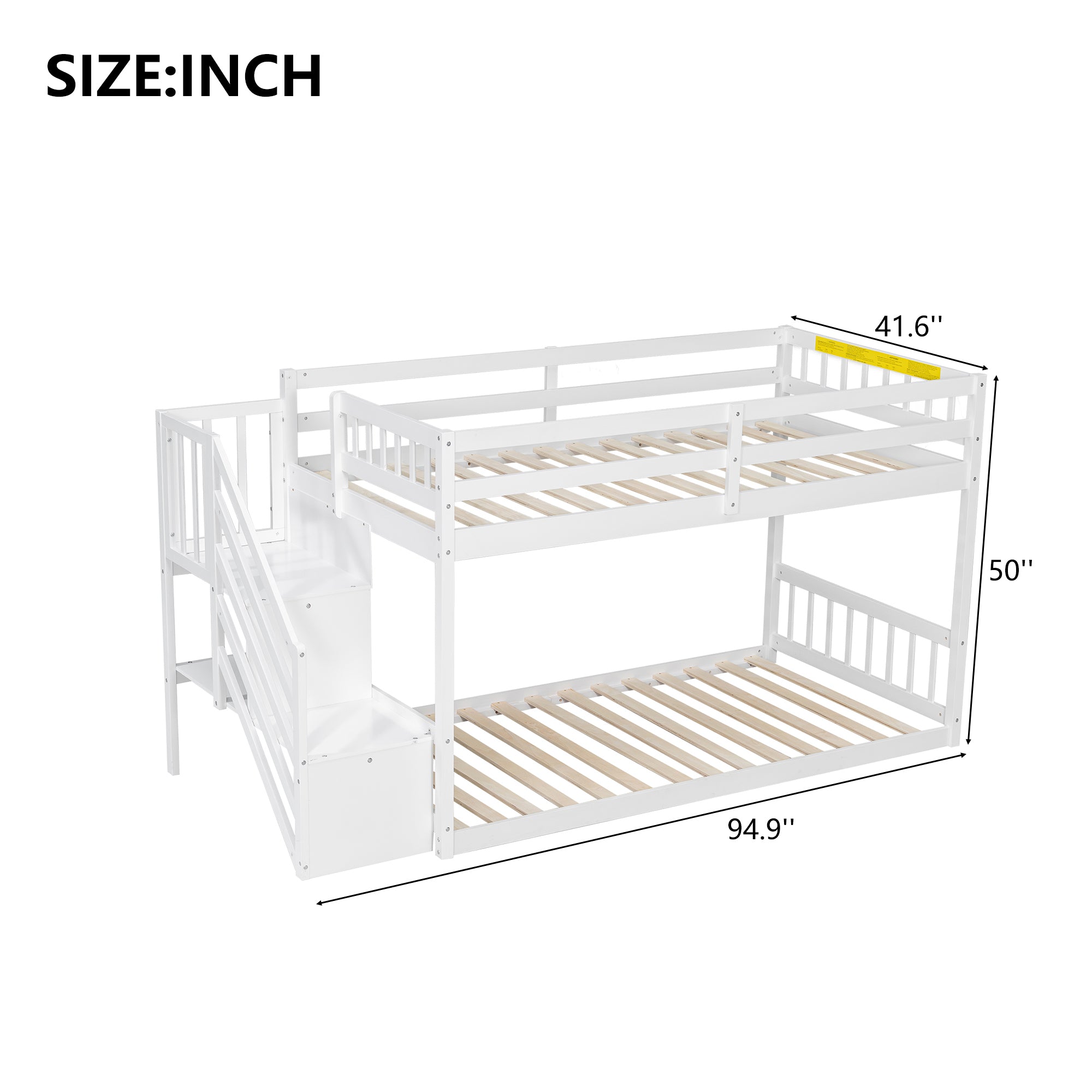 [variant:GX000106AAK] Twin-over-Twin Low-Profile Bunk Bed with Storage Ladder – White image 10