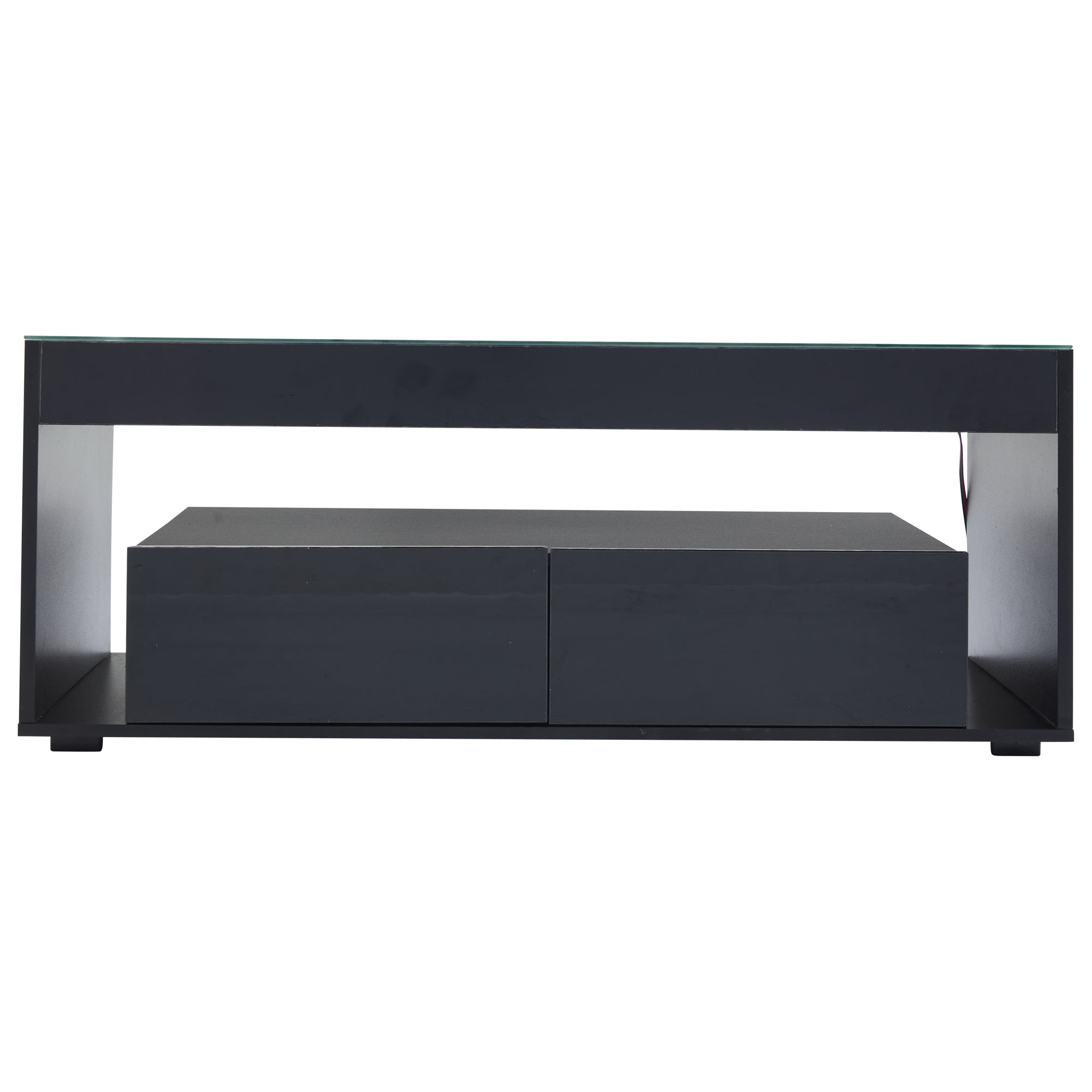 [variant:N892P428787B] High-Gloss LED Coffee Table with Glass Top and Drawers image 12