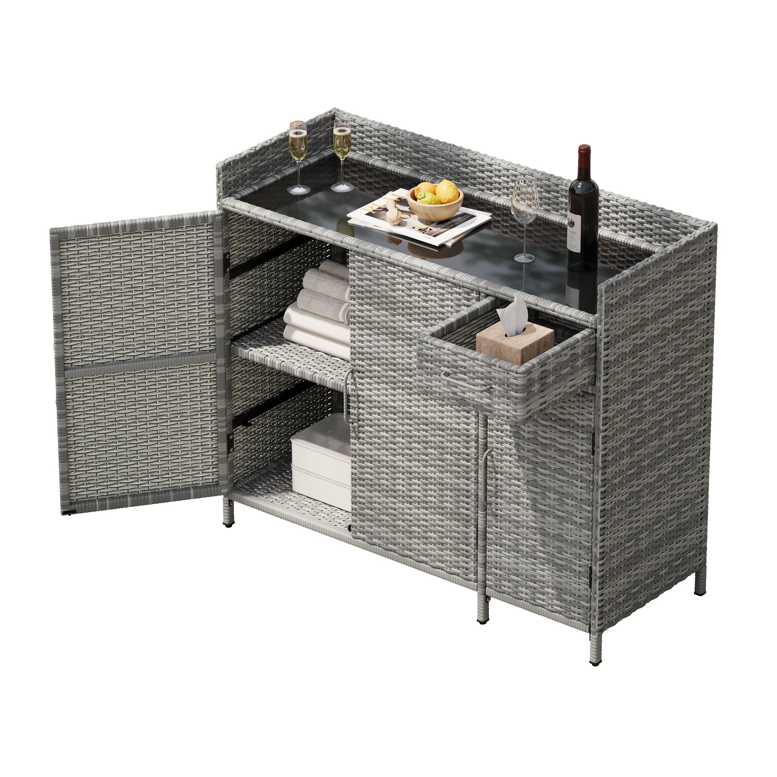 [variant:N853P387142G] Wicker Outdoor Storage Bar Cabinet – 47.5-Inch image 19