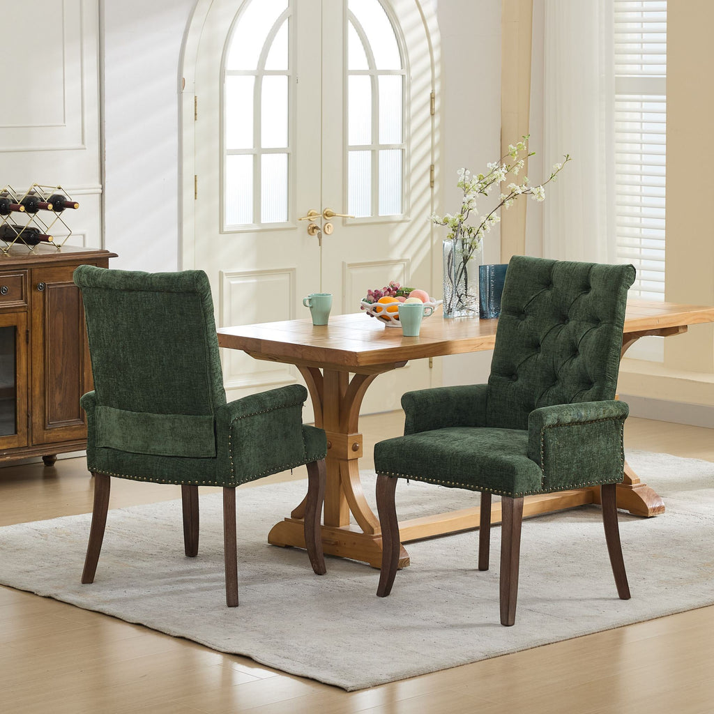 [variant:W5755P503872] Tufted Chenille Dining Armchair – Olive Green image 19