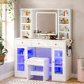[variant:N881S436339W] Makeup Vanity with RGB Mirror and Power Outlet – 43-Inch image 1