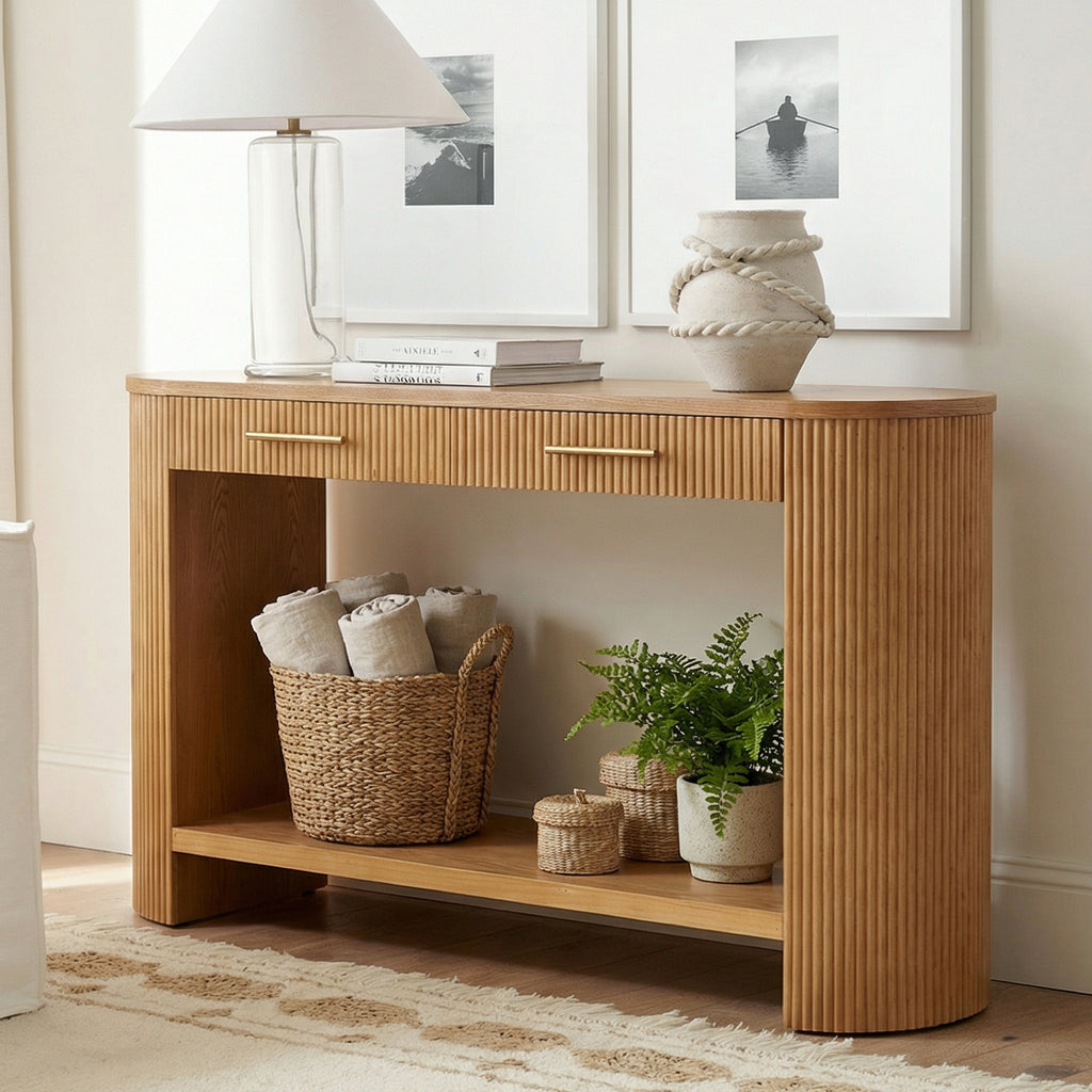 [variant:N876P351901D] Modern Console Table with Drawers & Storage image 1