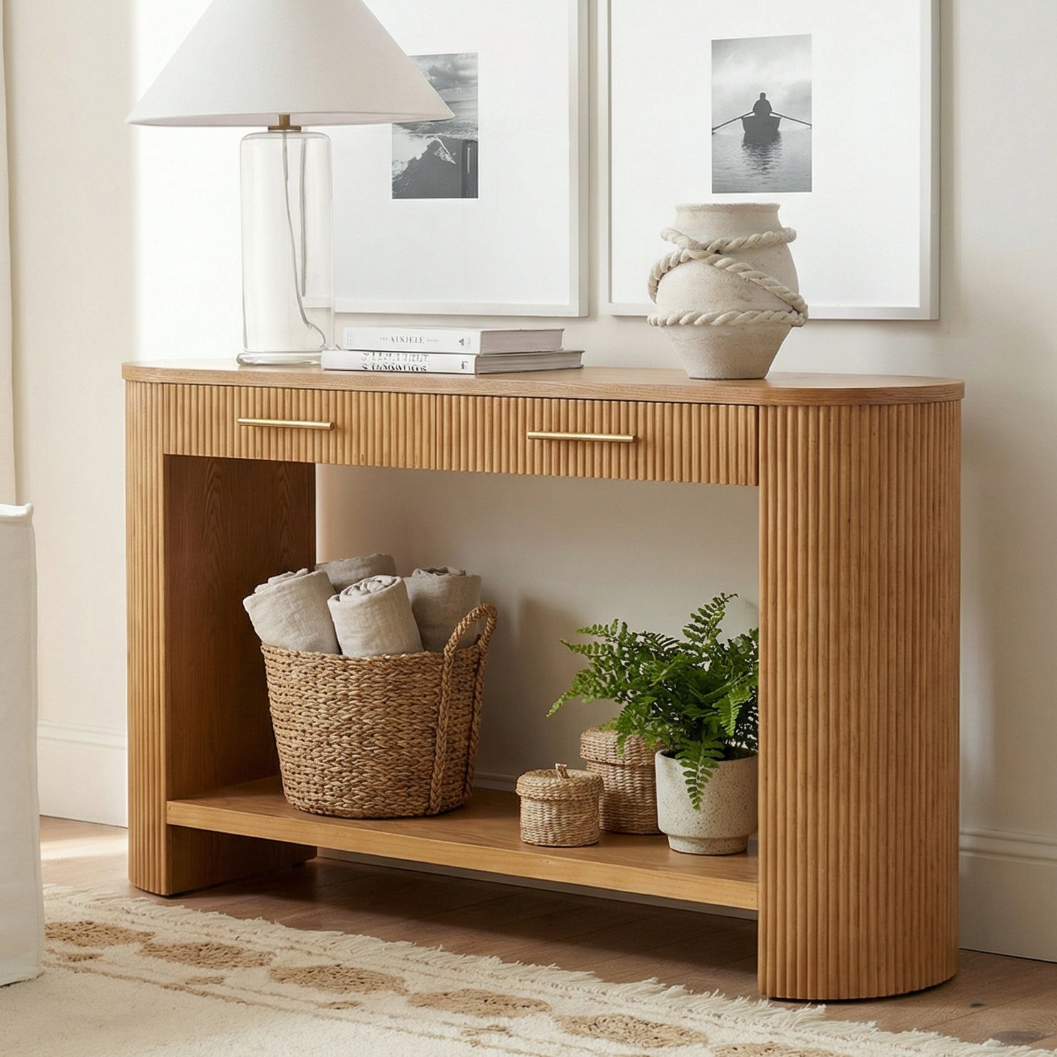 [variant:N876P351901D] Modern Console Table with Drawers & Storage image 1