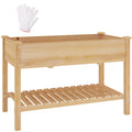 [variant:W3686P439295] Two-Tier Wooden Raised Garden Bed with Shelves image 1