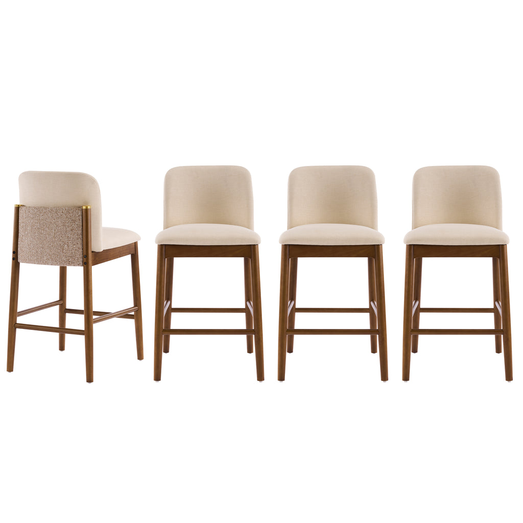 Upholstered Walnut Counter Stools – Sets of 2 or 4 — [variant:N897P439494W-S4] Beige,Walnut – N897P439494W-S4 image 2