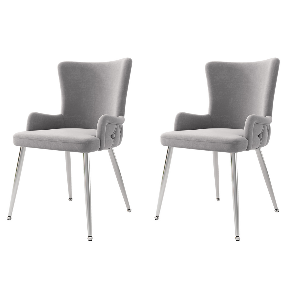 [variant:N859P375239G] Set of 2 Tufted Gray Velvet Dining Chairs image 9