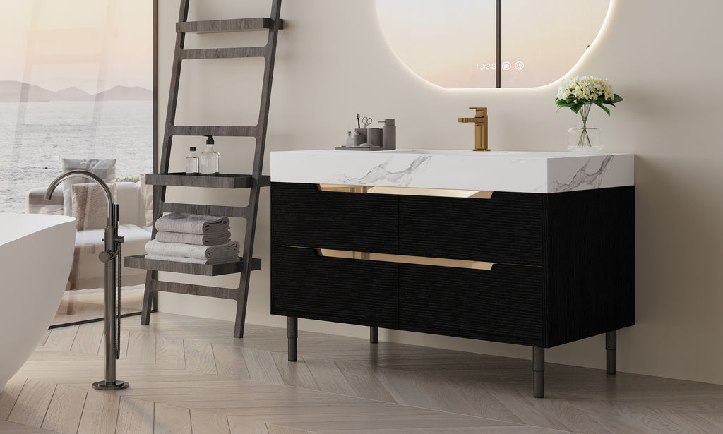 [variant:W5307S00006] Bathroom Vanity with Sintered Stone Top – 35.4-Inch image 1