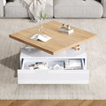 [variant:N892P422624W] 360° Rotating High-Gloss Coffee Table – White+Oak image 1