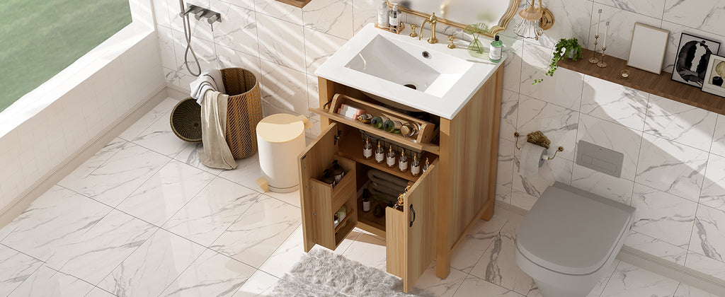 [variant:N848P469792N] Solid Wood Bathroom Vanity with Ceramic Sink – 24-Inch image 27