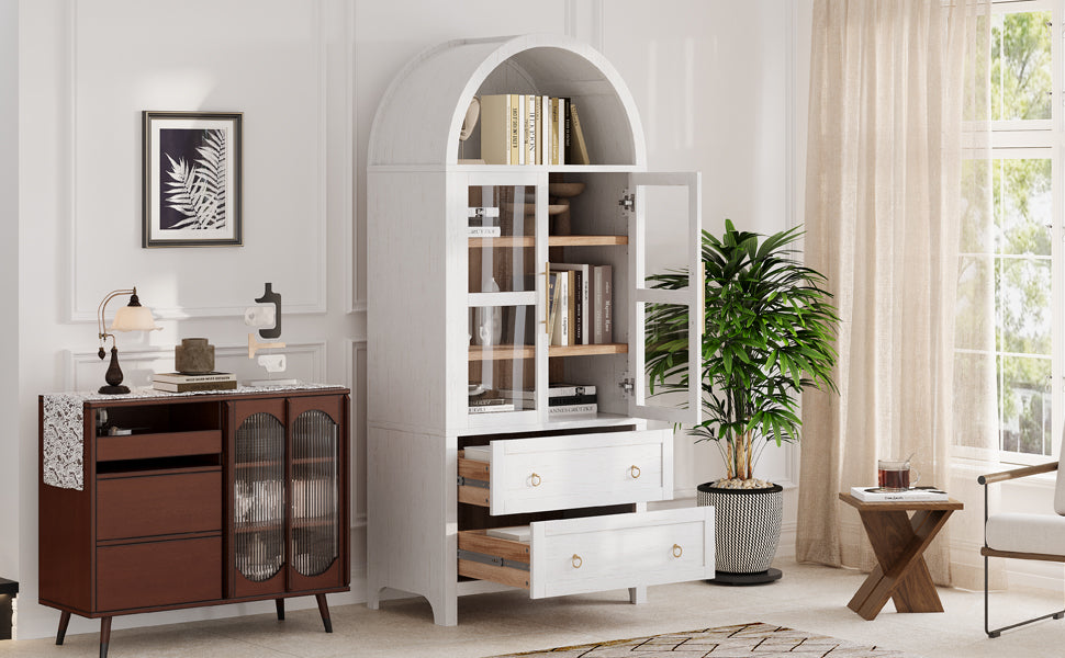 [variant:N853P387781W] Arched Glass-Door Pantry Cabinet – 71-Inch image 6