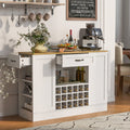[variant:N889P443149K] Wine Bar Cabinet with Power Outlet – 47-Inch – White+Natural image 1