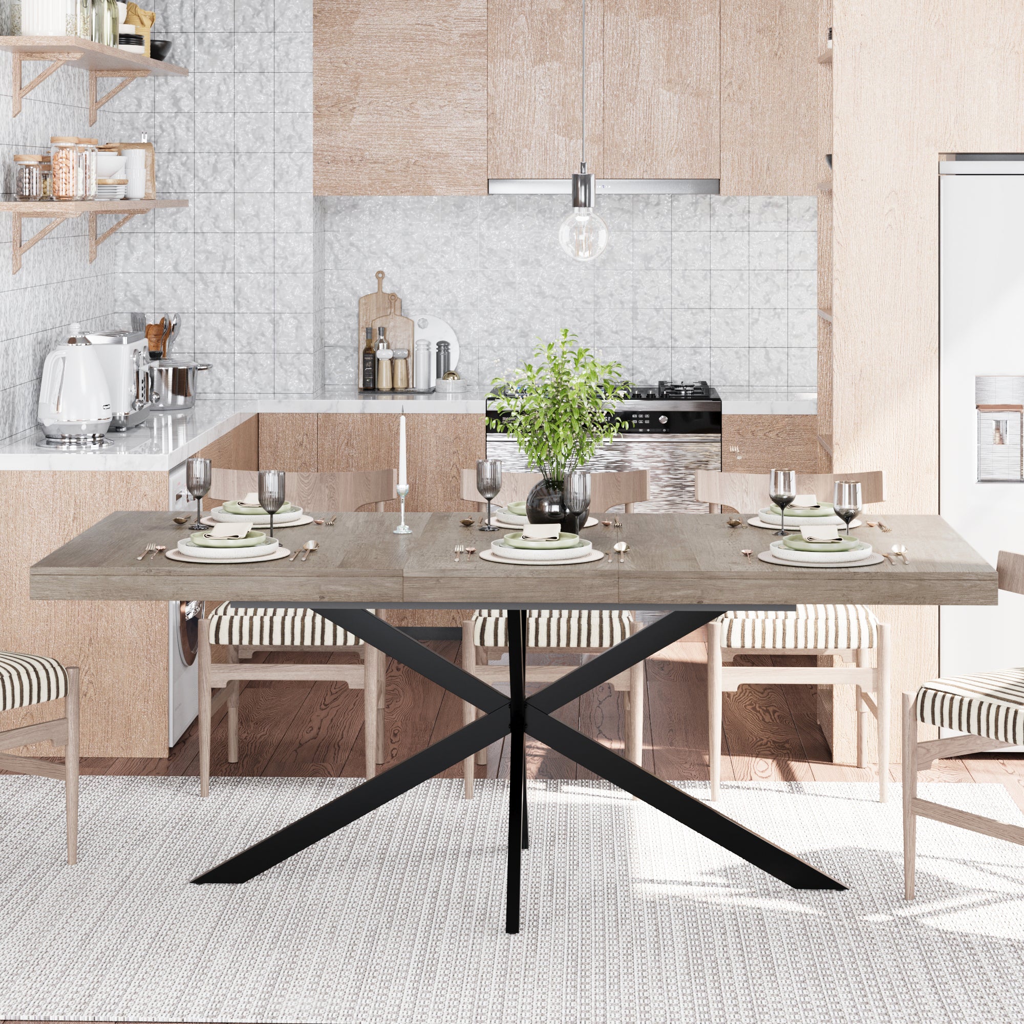 Extendable Dining Table with Hidden Storage – 55–71 Inch — [variant:W3679P437342] Gray image 5