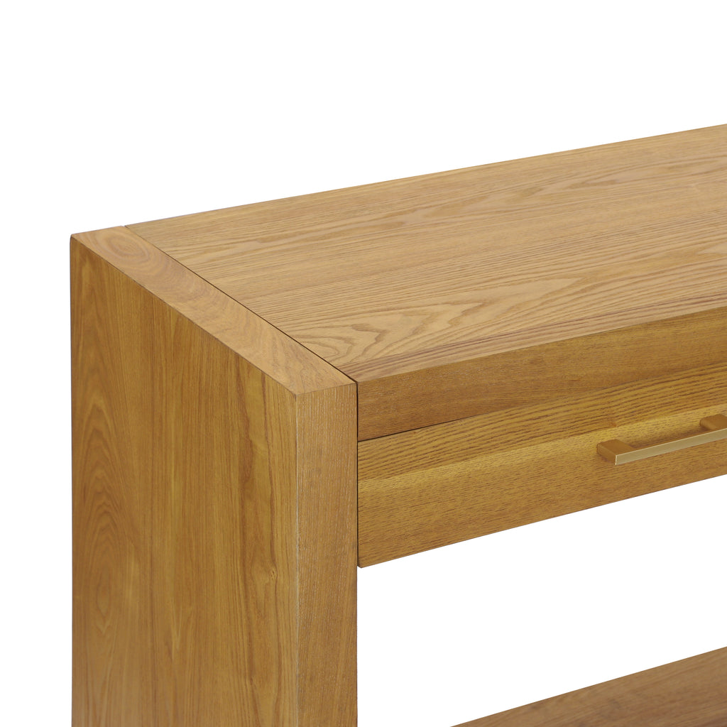 Farmhouse Console Table with Drawers & Storage Shelf — [variant:N876P351923D] Natural image 10