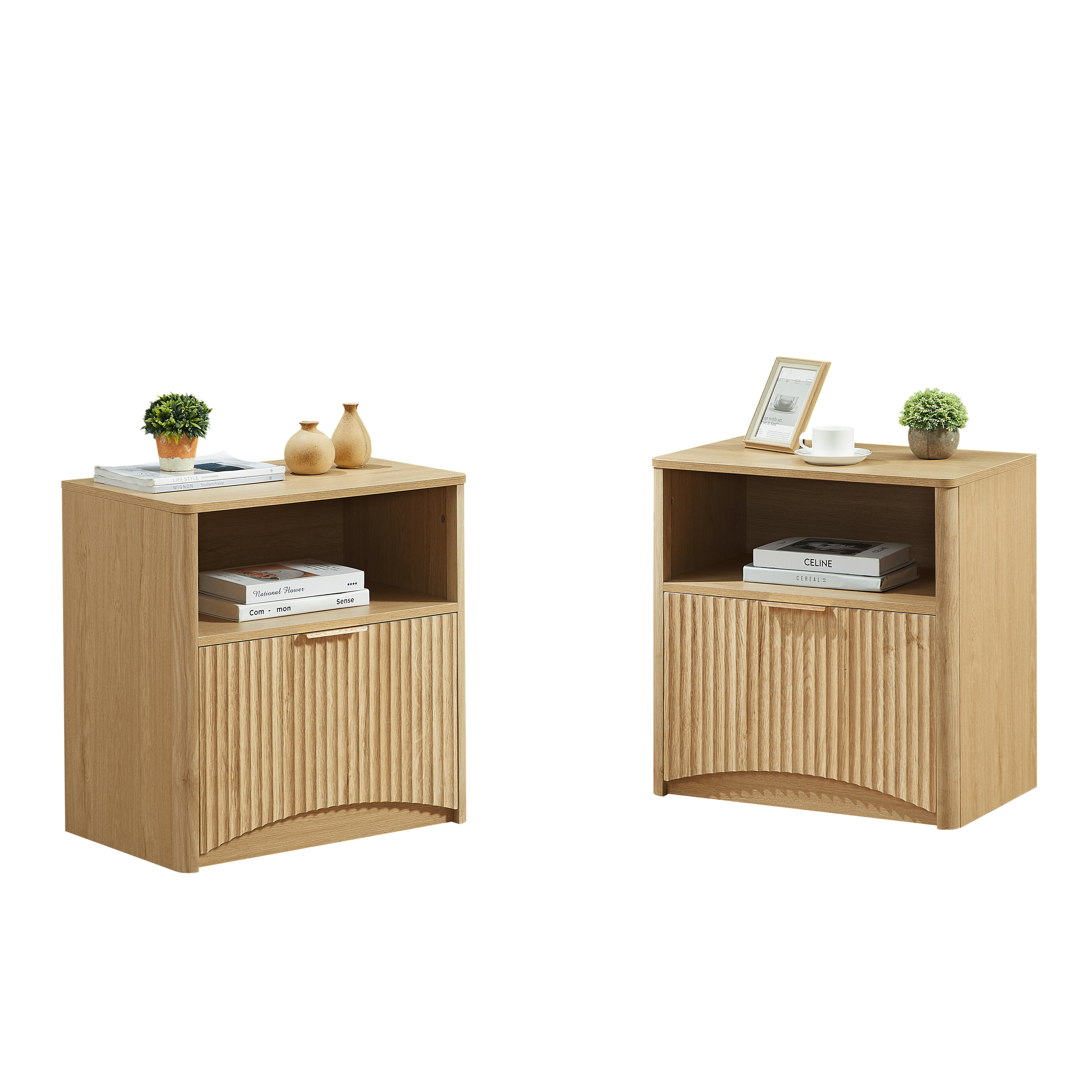 [variant:W5078P443398] Set of 2 Fluted Nightstands with Gold Handles image 9
