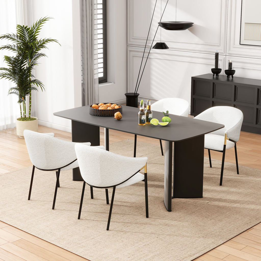 [variant:N876P313041A-2] Set of 4 Mid-Century Upholstered Dining Chairs – White image 1
