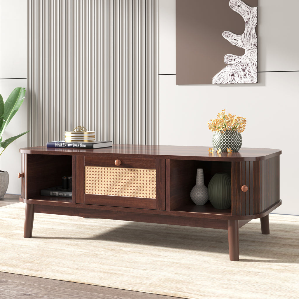[variant:N875P360725N] Natural Rattan Coffee Table with Sliding Doors image 7