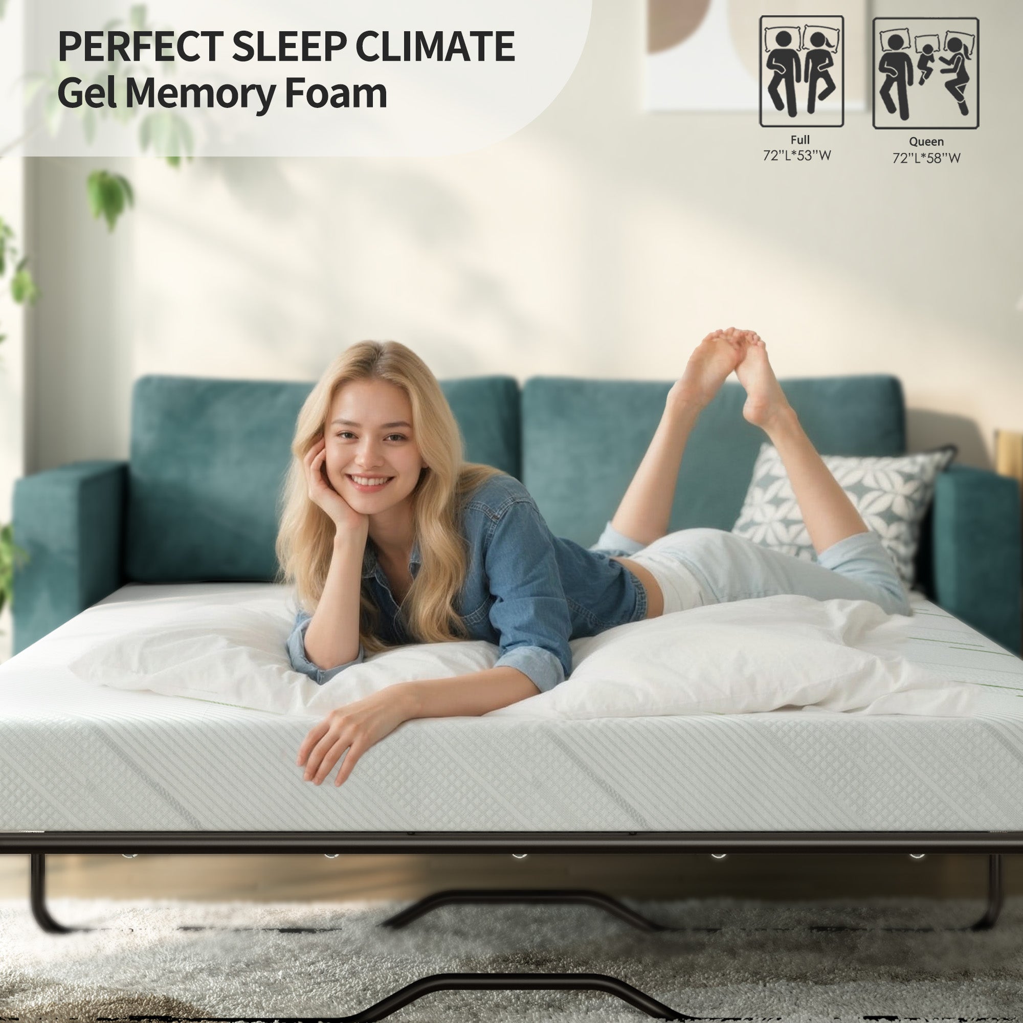 [variant:W3686P353668] Queen Gel Memory Foam Sofa Mattress – 4-Inch image 8
