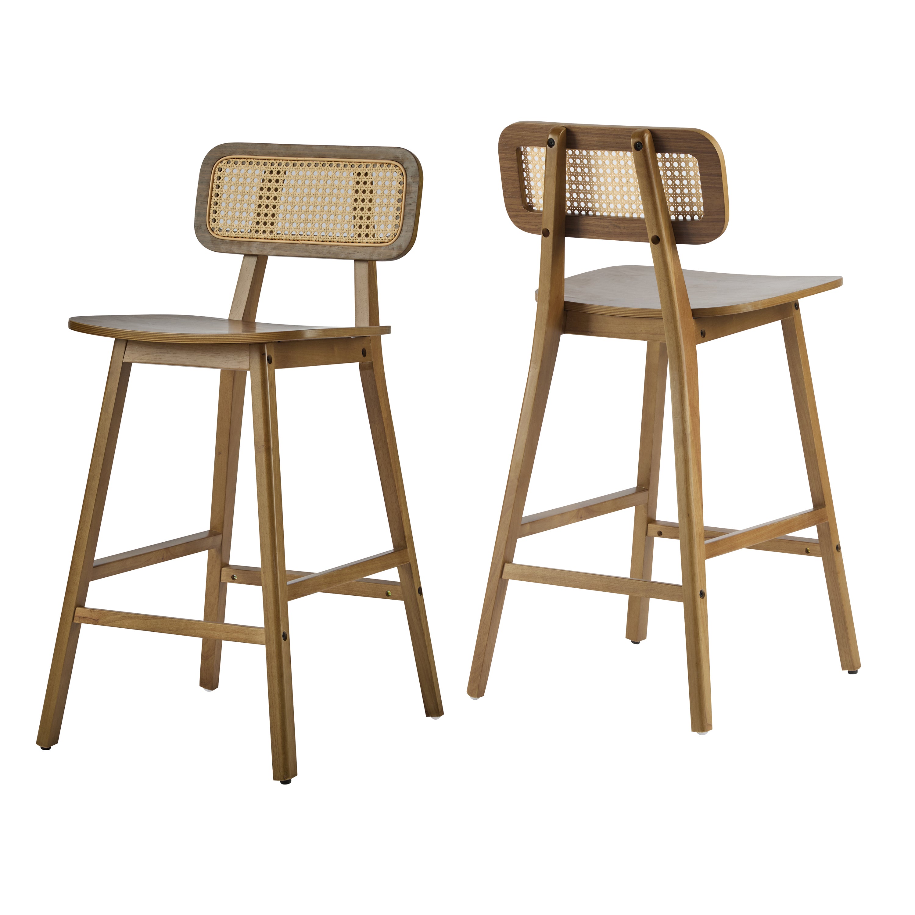 Walnut Rattan Counter Stools – Set of 2 or 4 — [variant:N897P439500W] Walnut image 3