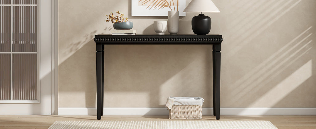 Farmhouse Console Table with Beaded Trim — [variant:N876P351928B] Black image 13