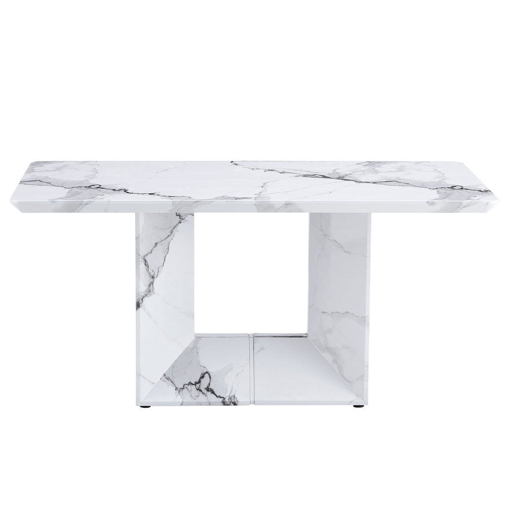 [variant:W3806S00015] White Marble-Look Dining Table image 19
