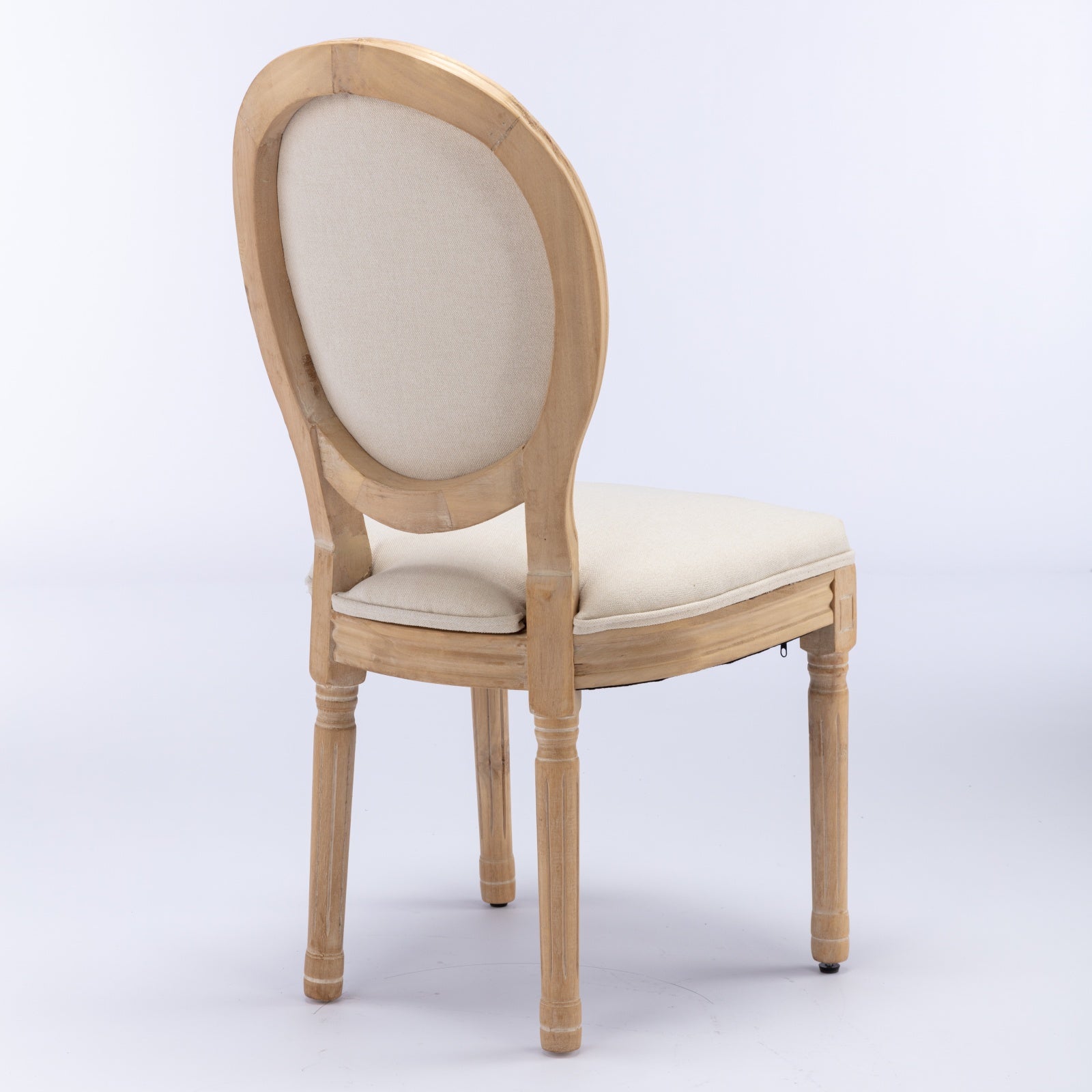 [variant:W5755P474629] Set of 2 French-Style Solid Wood Dining Chairs – Beige image 5