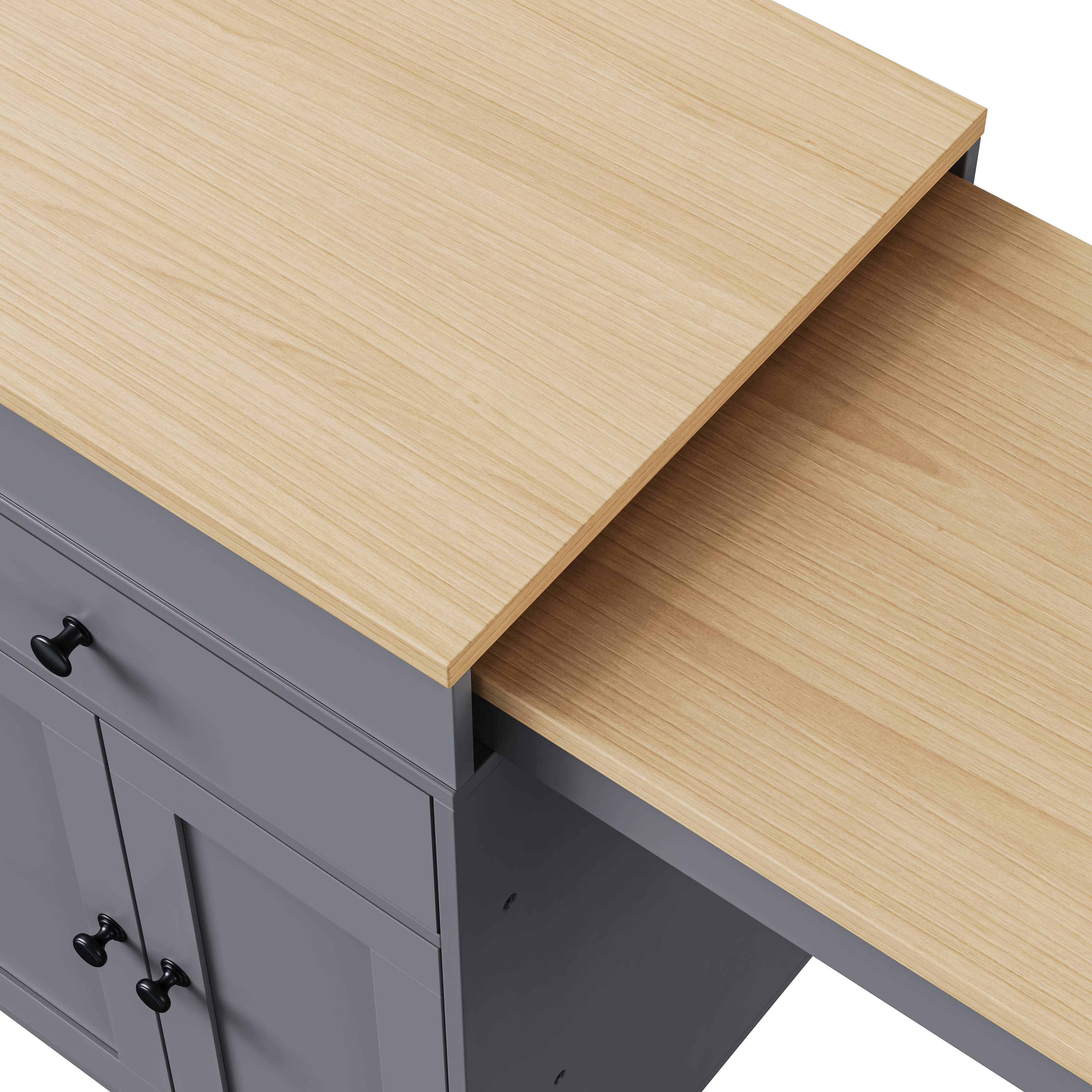 [variant:N853P386264G] Extendable Rolling Kitchen Island with Dining Table – Gray, 74.5-Inch image 11