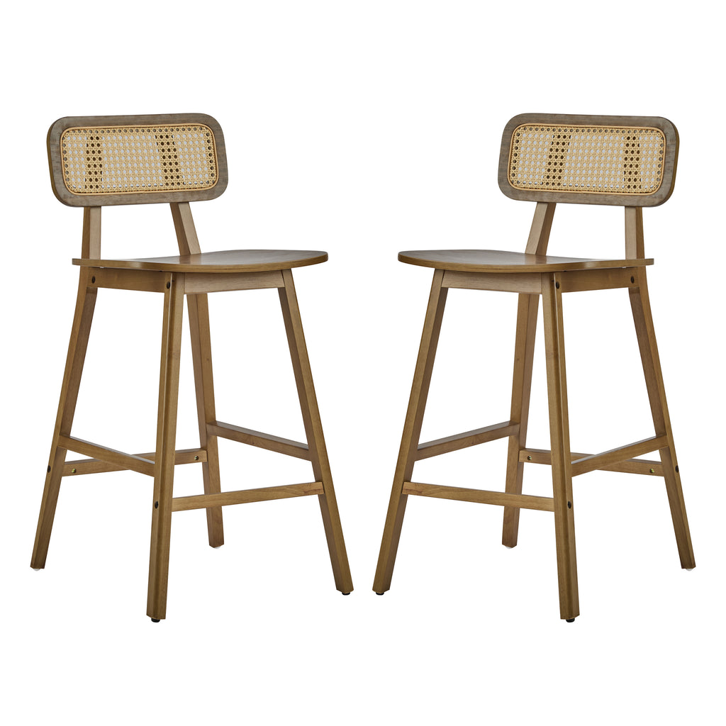 Walnut Rattan Counter Stools – Set of 2 or 4 — [variant:N897P439500W] Walnut image 2