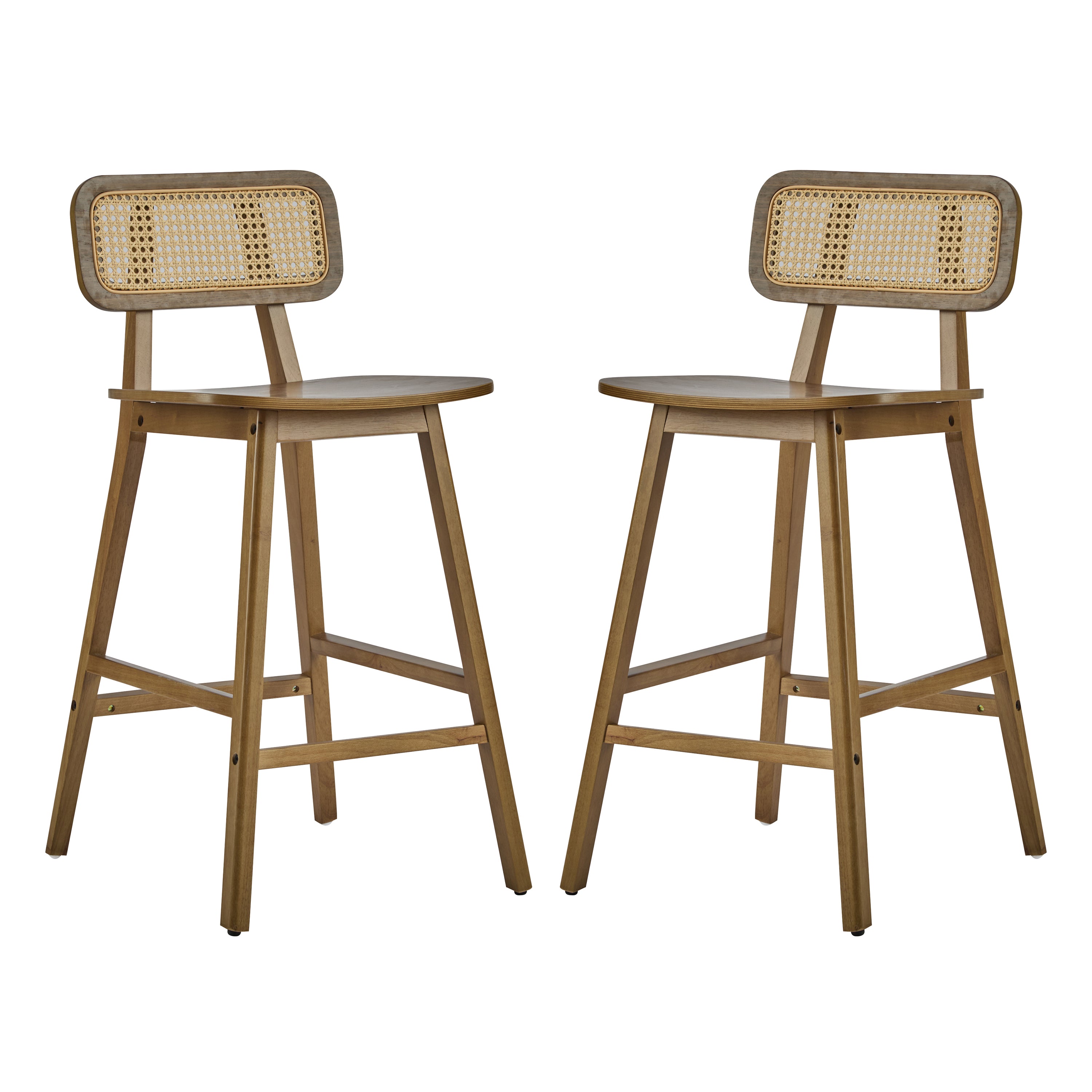 Walnut Rattan Counter Stools – Set of 2 or 4 — [variant:N897P439500W] Walnut image 2